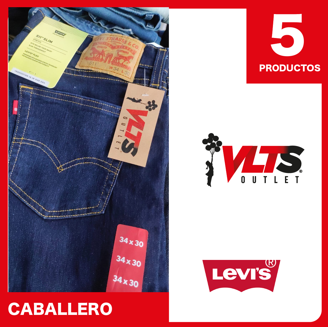 Pantalon Mezclilla Levi´s - 5 unidades