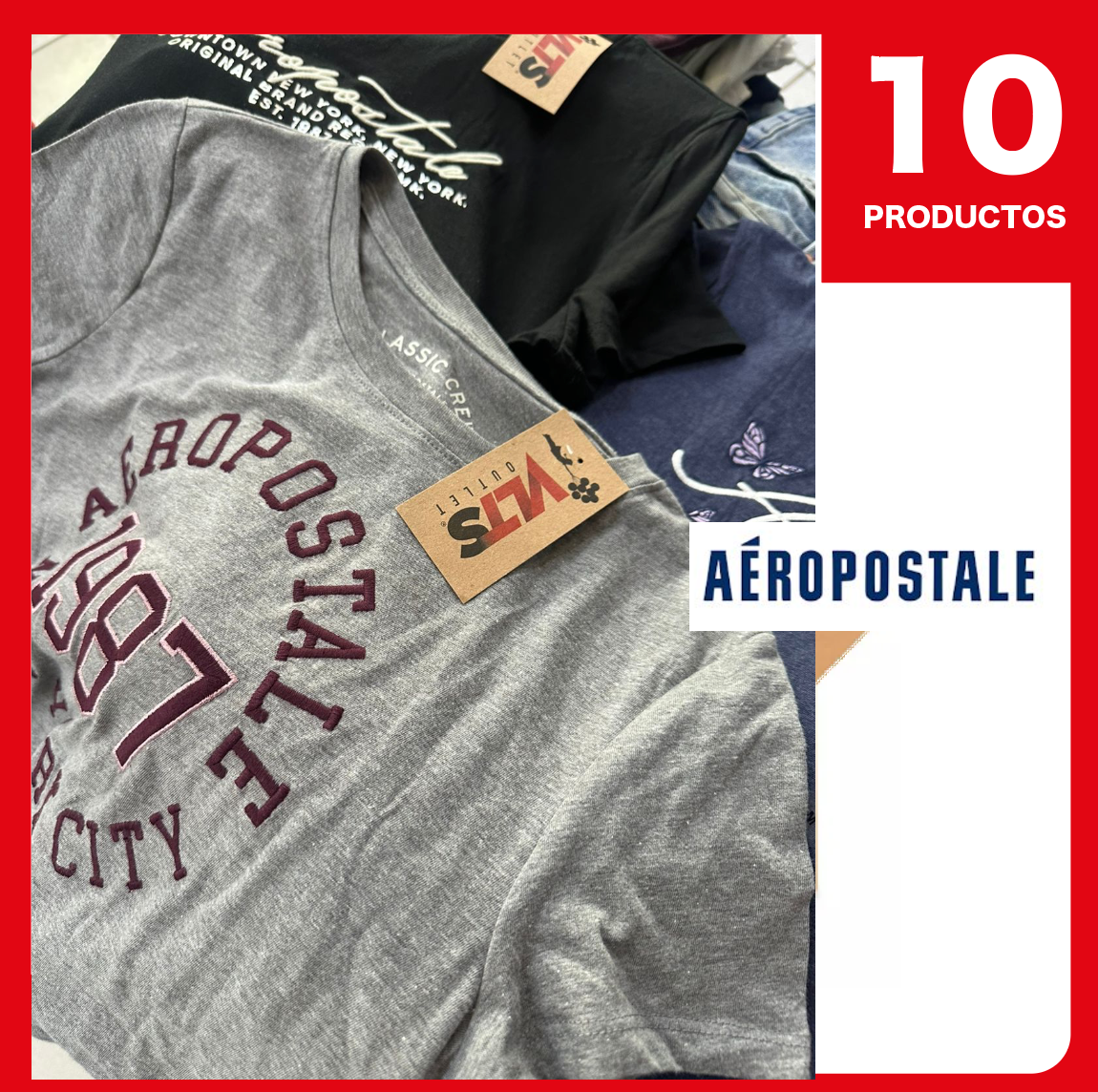 Aeropostale Playera Dama cuello redobdo -- 10 Unidades